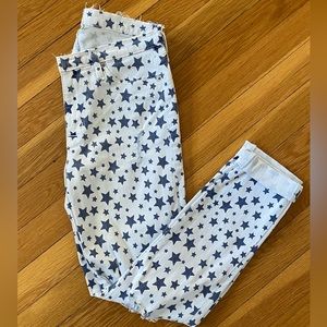HUDSON JEANS Krista Crop Super Skinny, Size 27, White Denim & Blue Stars w Rips